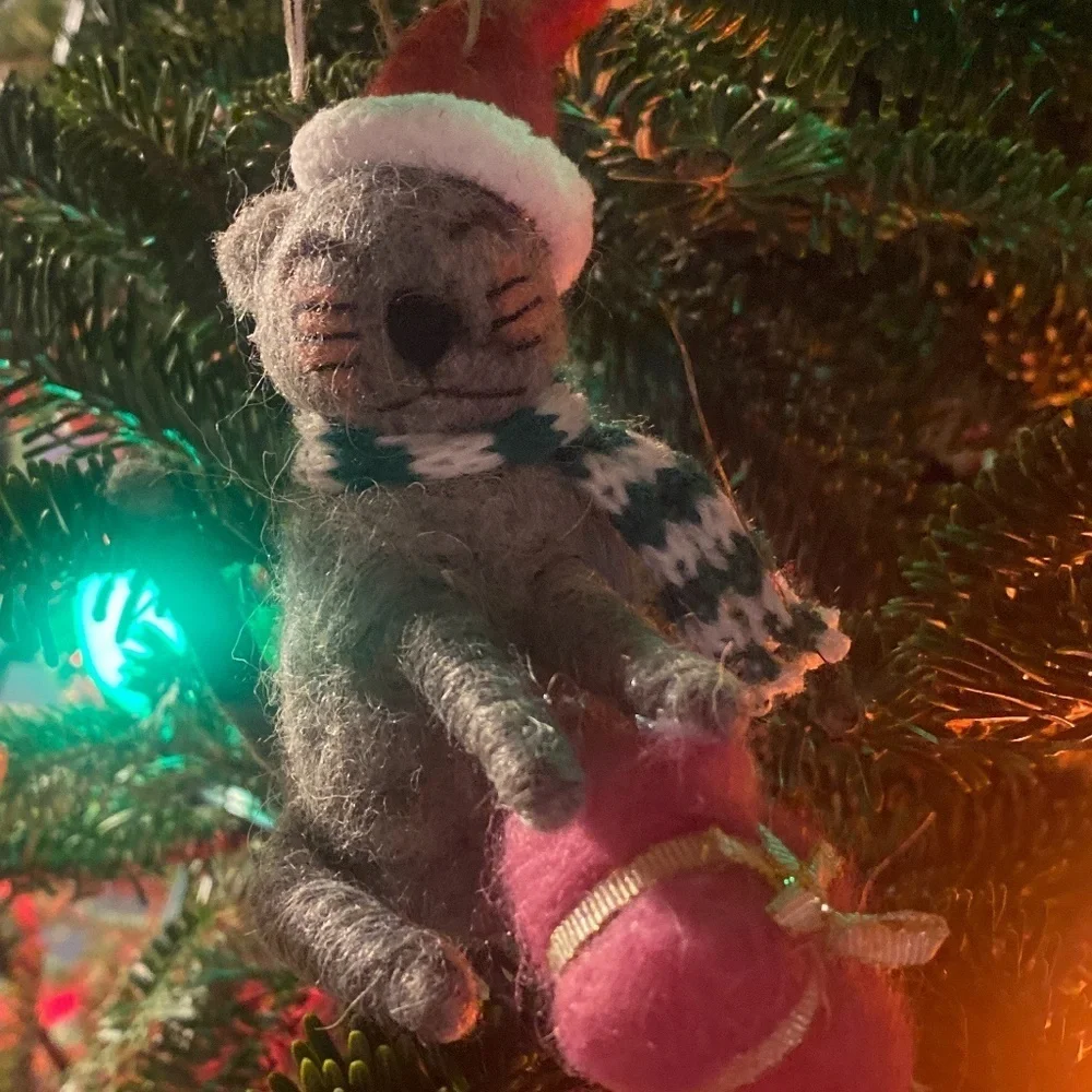 Anthropologie  Gift Cat Felt Christmas Ornament